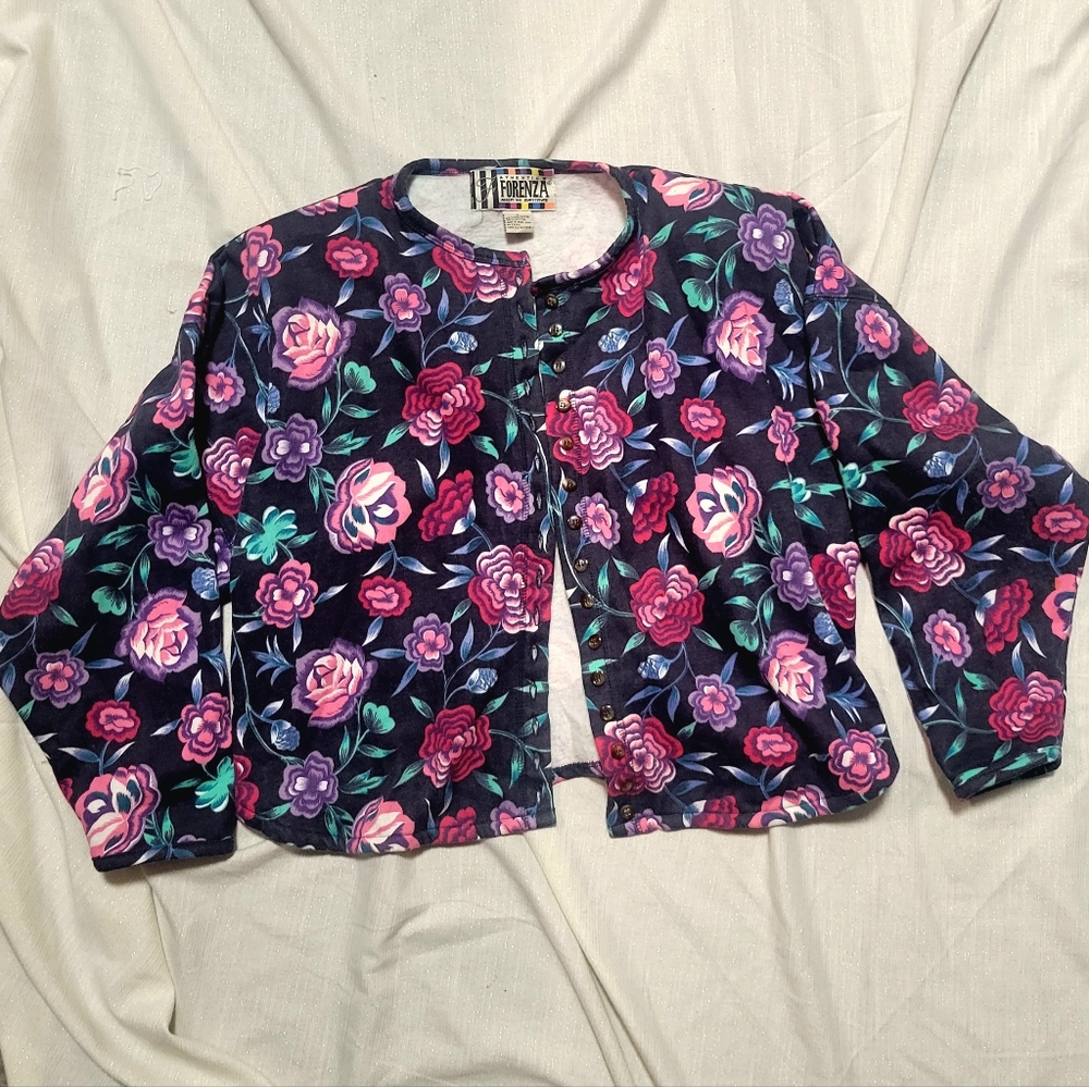 Vintage 80s Forenza Authentic Sweatshirt Cardigan